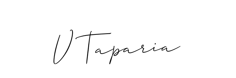 Make a short V Taparia signature style. Manage your documents anywhere anytime using Allison_Script. Create and add eSignatures, submit forms, share and send files easily. V Taparia signature style 2 images and pictures png