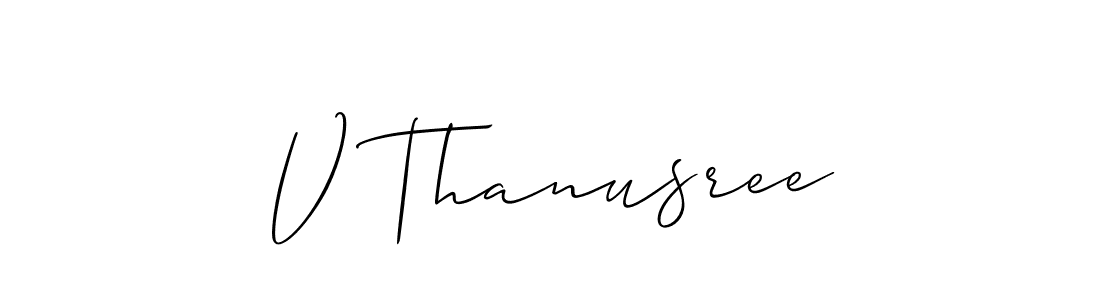 Allison_Script is a professional signature style that is perfect for those who want to add a touch of class to their signature. It is also a great choice for those who want to make their signature more unique. Get V Thanusree name to fancy signature for free. V Thanusree signature style 2 images and pictures png