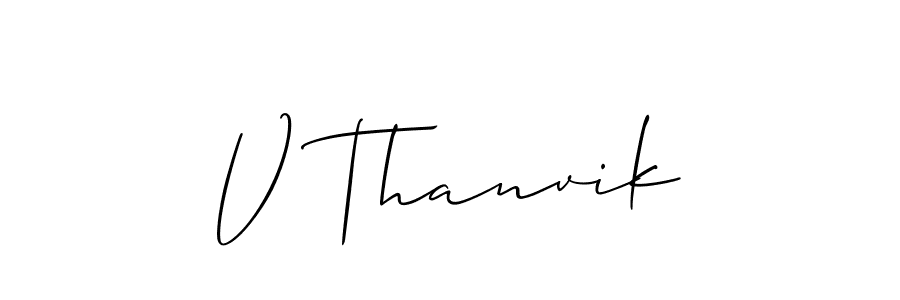 Also we have V Thanvik name is the best signature style. Create professional handwritten signature collection using Allison_Script autograph style. V Thanvik signature style 2 images and pictures png