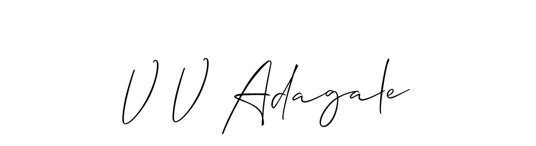 Use a signature maker to create a handwritten signature online. With this signature software, you can design (Allison_Script) your own signature for name V V Adagale. V V Adagale signature style 2 images and pictures png