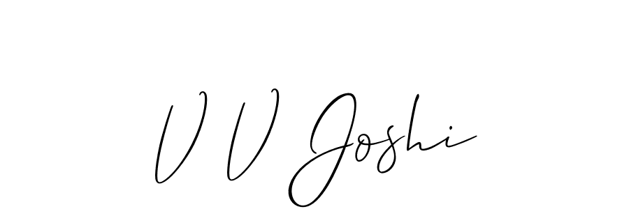 Also You can easily find your signature by using the search form. We will create V V Joshi name handwritten signature images for you free of cost using Allison_Script sign style. V V Joshi signature style 2 images and pictures png