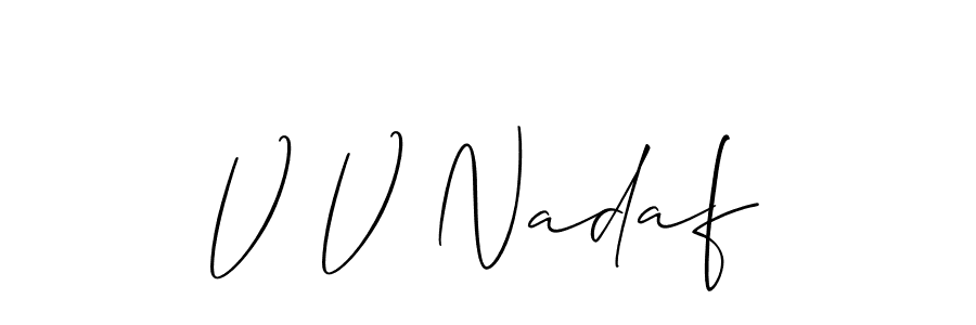 Use a signature maker to create a handwritten signature online. With this signature software, you can design (Allison_Script) your own signature for name V V Nadaf. V V Nadaf signature style 2 images and pictures png