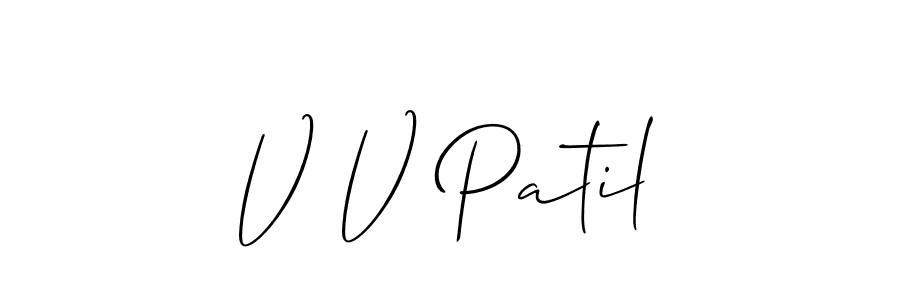 Use a signature maker to create a handwritten signature online. With this signature software, you can design (Allison_Script) your own signature for name V V Patil. V V Patil signature style 2 images and pictures png