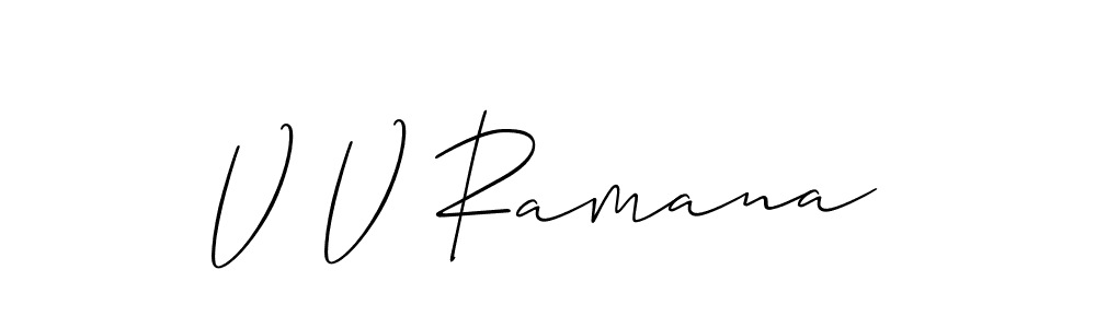 if you are searching for the best signature style for your name V V Ramana. so please give up your signature search. here we have designed multiple signature styles  using Allison_Script. V V Ramana signature style 2 images and pictures png
