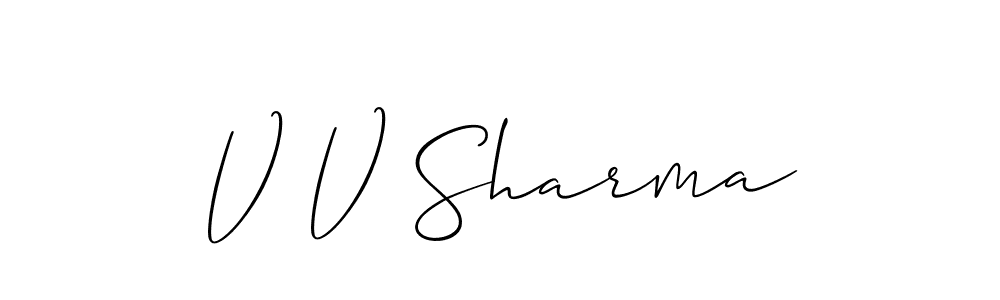 Allison_Script is a professional signature style that is perfect for those who want to add a touch of class to their signature. It is also a great choice for those who want to make their signature more unique. Get V V Sharma name to fancy signature for free. V V Sharma signature style 2 images and pictures png