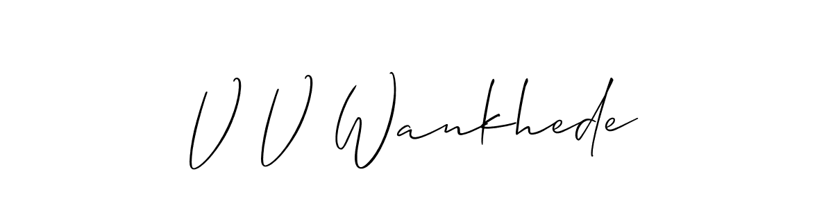 How to make V V Wankhede signature? Allison_Script is a professional autograph style. Create handwritten signature for V V Wankhede name. V V Wankhede signature style 2 images and pictures png