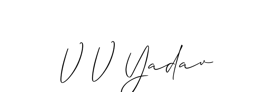 V V Yadav stylish signature style. Best Handwritten Sign (Allison_Script) for my name. Handwritten Signature Collection Ideas for my name V V Yadav. V V Yadav signature style 2 images and pictures png