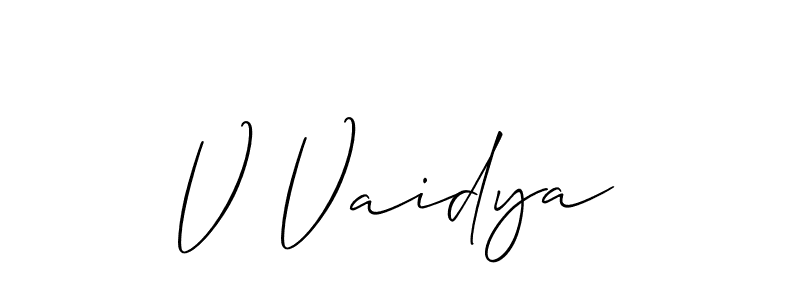 How to make V Vaidya signature? Allison_Script is a professional autograph style. Create handwritten signature for V Vaidya name. V Vaidya signature style 2 images and pictures png