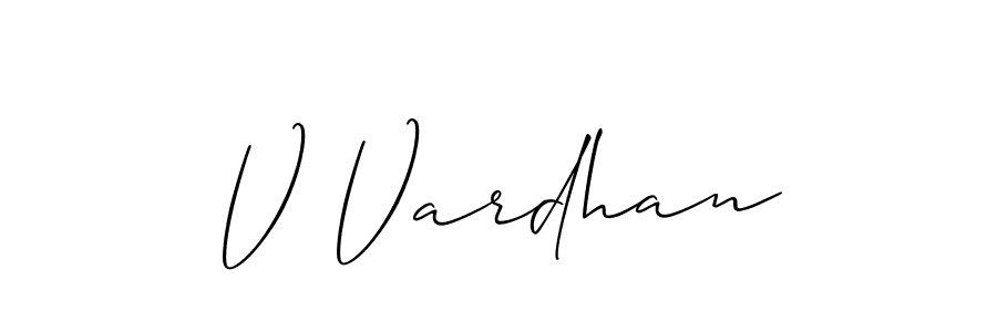 Design your own signature with our free online signature maker. With this signature software, you can create a handwritten (Allison_Script) signature for name V Vardhan. V Vardhan signature style 2 images and pictures png