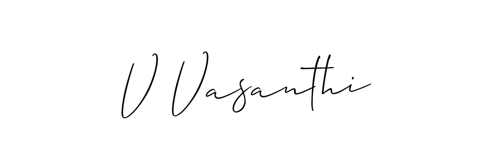 Allison_Script is a professional signature style that is perfect for those who want to add a touch of class to their signature. It is also a great choice for those who want to make their signature more unique. Get V Vasanthi name to fancy signature for free. V Vasanthi signature style 2 images and pictures png