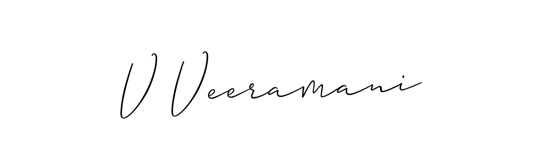 The best way (Allison_Script) to make a short signature is to pick only two or three words in your name. The name V Veeramani include a total of six letters. For converting this name. V Veeramani signature style 2 images and pictures png