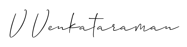 The Allison_Script handwriting style adds charm and authenticity to name V Venkataraman. A wonderful choice for personal thank-you notes. V Venkataraman signature style 2 images and pictures png
