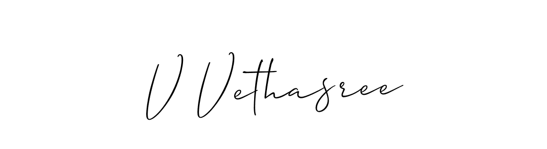 How to Draw V Vethasree signature style? Allison_Script is a latest design signature styles for name V Vethasree. V Vethasree signature style 2 images and pictures png