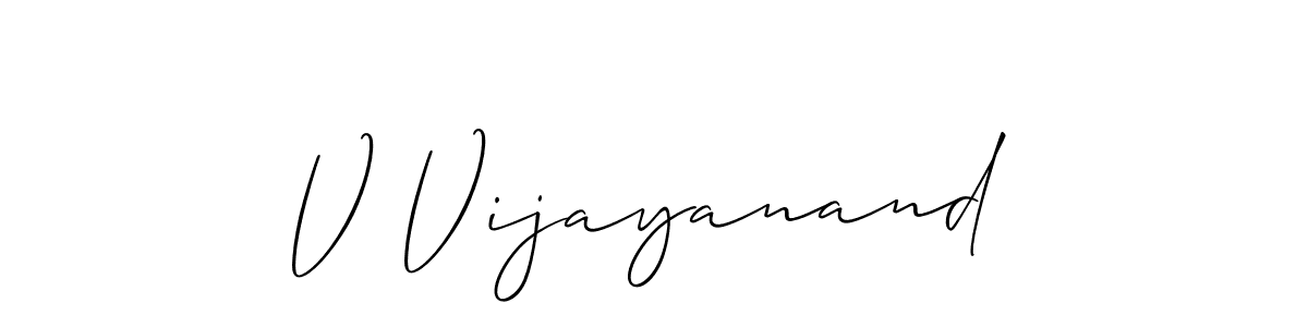 Use a signature maker to create a handwritten signature online. With this signature software, you can design (Allison_Script) your own signature for name V Vijayanand. V Vijayanand signature style 2 images and pictures png