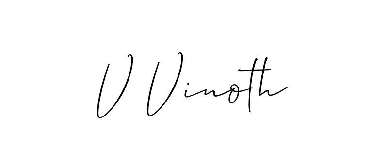 Use a signature maker to create a handwritten signature online. With this signature software, you can design (Allison_Script) your own signature for name V Vinoth. V Vinoth signature style 2 images and pictures png