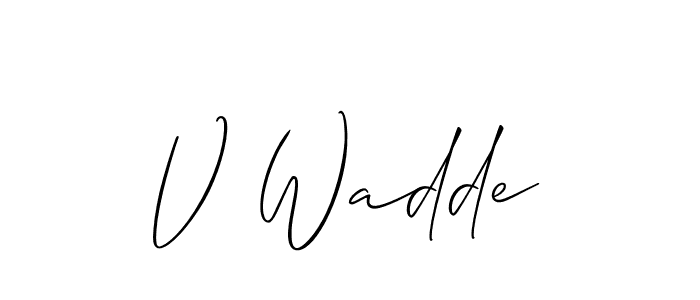 if you are searching for the best signature style for your name V Wadde. so please give up your signature search. here we have designed multiple signature styles  using Allison_Script. V Wadde signature style 2 images and pictures png