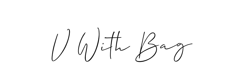 The best way (Allison_Script) to make a short signature is to pick only two or three words in your name. The name V With Bag include a total of six letters. For converting this name. V With Bag signature style 2 images and pictures png