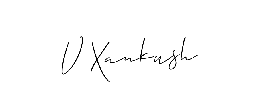 if you are searching for the best signature style for your name V Xankush. so please give up your signature search. here we have designed multiple signature styles  using Allison_Script. V Xankush signature style 2 images and pictures png