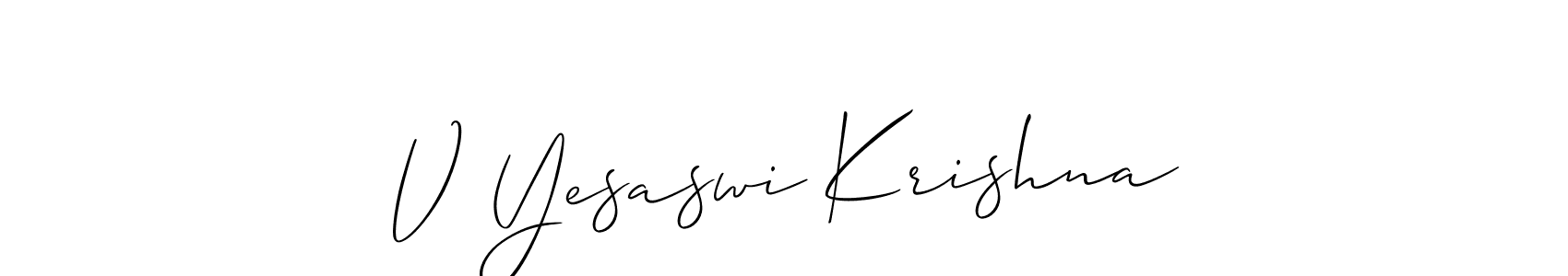 Create a beautiful signature design for name V Yesaswi Krishna. With this signature (Allison_Script) fonts, you can make a handwritten signature for free. V Yesaswi Krishna signature style 2 images and pictures png