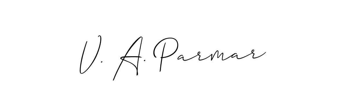 V. A. Parmar stylish signature style. Best Handwritten Sign (Allison_Script) for my name. Handwritten Signature Collection Ideas for my name V. A. Parmar. V. A. Parmar signature style 2 images and pictures png