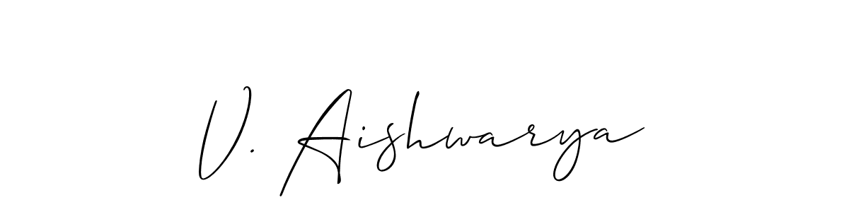 Use a signature maker to create a handwritten signature online. With this signature software, you can design (Allison_Script) your own signature for name V. Aishwarya. V. Aishwarya signature style 2 images and pictures png