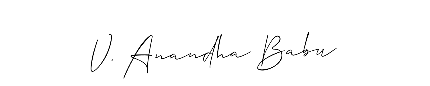 if you are searching for the best signature style for your name V. Anandha Babu. so please give up your signature search. here we have designed multiple signature styles  using Allison_Script. V. Anandha Babu signature style 2 images and pictures png