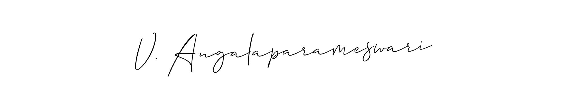 Make a beautiful signature design for name V. Angalaparameswari. With this signature (Allison_Script) style, you can create a handwritten signature for free. V. Angalaparameswari signature style 2 images and pictures png
