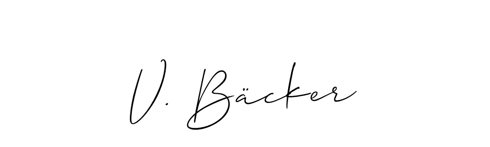 Allison_Script is a professional signature style that is perfect for those who want to add a touch of class to their signature. It is also a great choice for those who want to make their signature more unique. Get V. Bäcker name to fancy signature for free. V. Bäcker signature style 2 images and pictures png