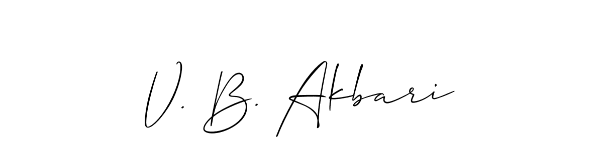 if you are searching for the best signature style for your name V. B. Akbari. so please give up your signature search. here we have designed multiple signature styles  using Allison_Script. V. B. Akbari signature style 2 images and pictures png