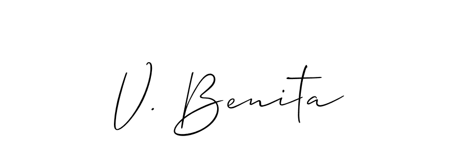 Use a signature maker to create a handwritten signature online. With this signature software, you can design (Allison_Script) your own signature for name V. Benita. V. Benita signature style 2 images and pictures png