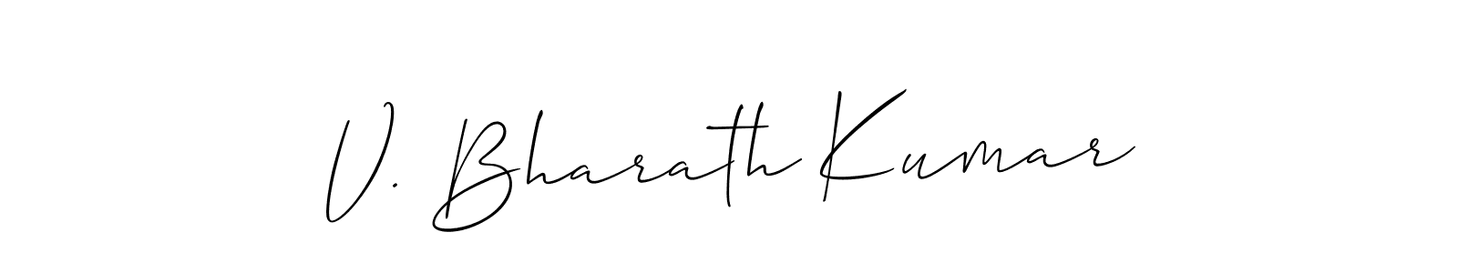 Allison_Script is a professional signature style that is perfect for those who want to add a touch of class to their signature. It is also a great choice for those who want to make their signature more unique. Get V. Bharath Kumar name to fancy signature for free. V. Bharath Kumar signature style 2 images and pictures png