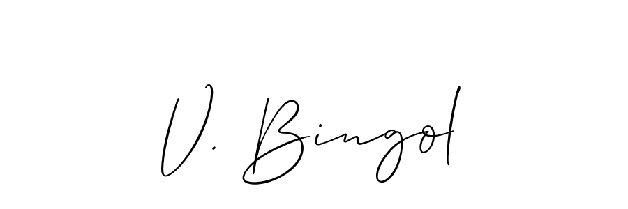 Similarly Allison_Script is the best handwritten signature design. Signature creator online .You can use it as an online autograph creator for name V. Bingol. V. Bingol signature style 2 images and pictures png