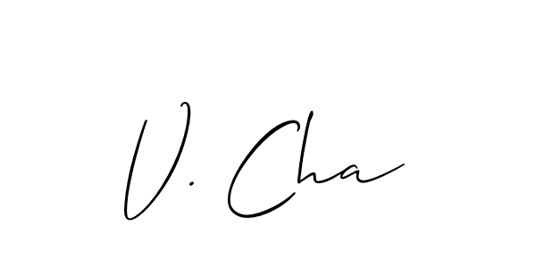 Make a beautiful signature design for name V. Cha. With this signature (Allison_Script) style, you can create a handwritten signature for free. V. Cha signature style 2 images and pictures png