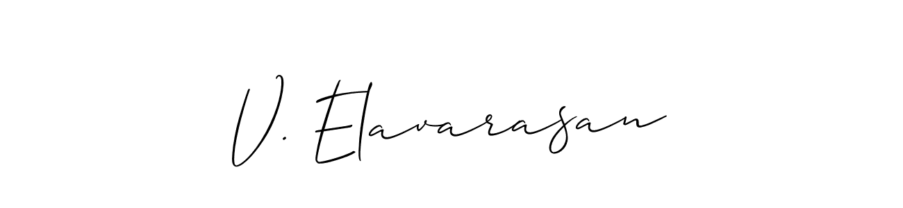 Also we have V. Elavarasan name is the best signature style. Create professional handwritten signature collection using Allison_Script autograph style. V. Elavarasan signature style 2 images and pictures png