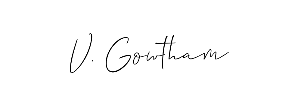 How to make V. Gowtham signature? Allison_Script is a professional autograph style. Create handwritten signature for V. Gowtham name. V. Gowtham signature style 2 images and pictures png