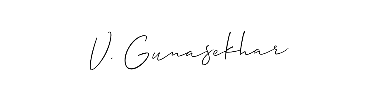 You should practise on your own different ways (Allison_Script) to write your name (V. Gunasekhar) in signature. don't let someone else do it for you. V. Gunasekhar signature style 2 images and pictures png