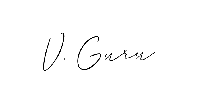 if you are searching for the best signature style for your name V. Guru. so please give up your signature search. here we have designed multiple signature styles  using Allison_Script. V. Guru signature style 2 images and pictures png