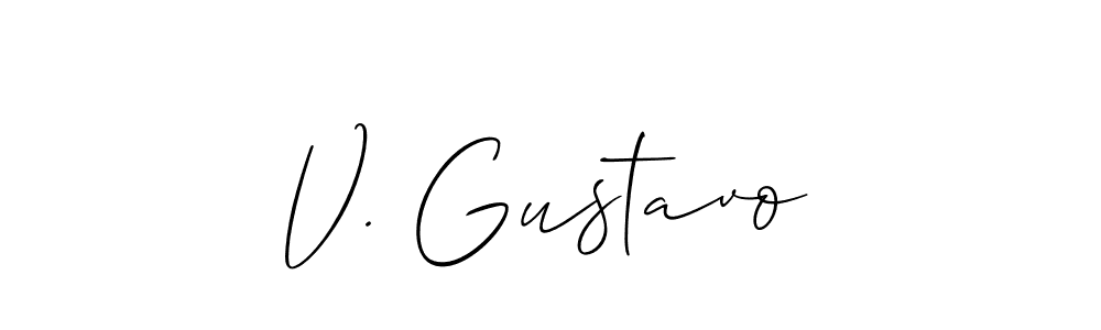 How to Draw V. Gustavo signature style? Allison_Script is a latest design signature styles for name V. Gustavo. V. Gustavo signature style 2 images and pictures png