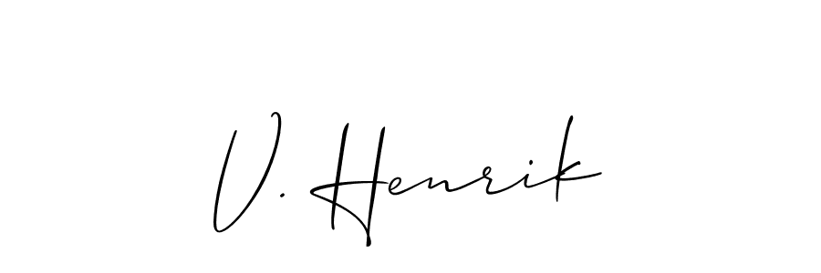 Design your own signature with our free online signature maker. With this signature software, you can create a handwritten (Allison_Script) signature for name V. Henrik. V. Henrik signature style 2 images and pictures png