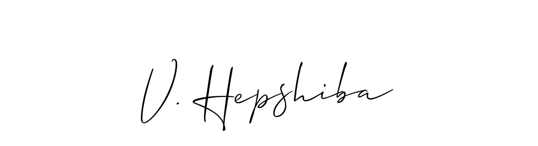 Design your own signature with our free online signature maker. With this signature software, you can create a handwritten (Allison_Script) signature for name V. Hepshiba. V. Hepshiba signature style 2 images and pictures png