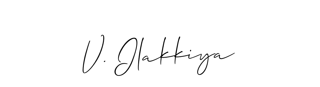 You can use this online signature creator to create a handwritten signature for the name V. Ilakkiya. This is the best online autograph maker. V. Ilakkiya signature style 2 images and pictures png