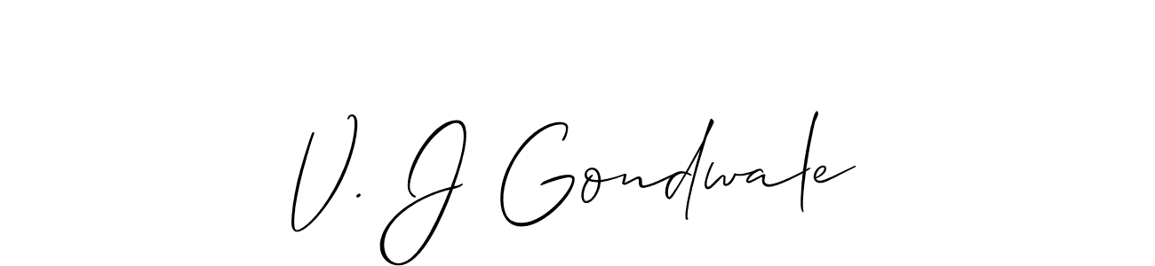 Also we have V. J Gondwale name is the best signature style. Create professional handwritten signature collection using Allison_Script autograph style. V. J Gondwale signature style 2 images and pictures png