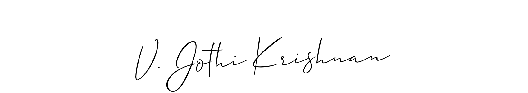 Similarly Allison_Script is the best handwritten signature design. Signature creator online .You can use it as an online autograph creator for name V. Jothi Krishnan. V. Jothi Krishnan signature style 2 images and pictures png