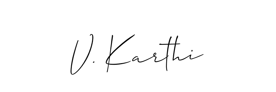 How to Draw V. Karthi signature style? Allison_Script is a latest design signature styles for name V. Karthi. V. Karthi signature style 2 images and pictures png