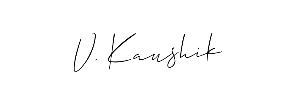 How to make V. Kaushik name signature. Use Allison_Script style for creating short signs online. This is the latest handwritten sign. V. Kaushik signature style 2 images and pictures png