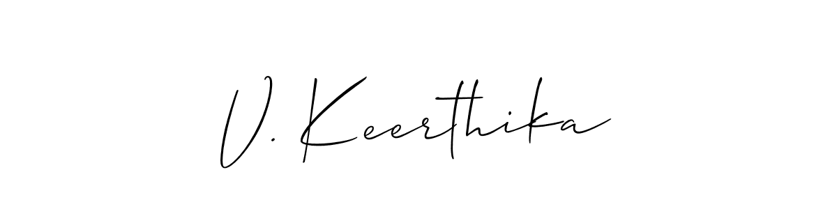 See photos of V. Keerthika official signature by Spectra . Check more albums & portfolios. Read reviews & check more about Allison_Script font. V. Keerthika signature style 2 images and pictures png