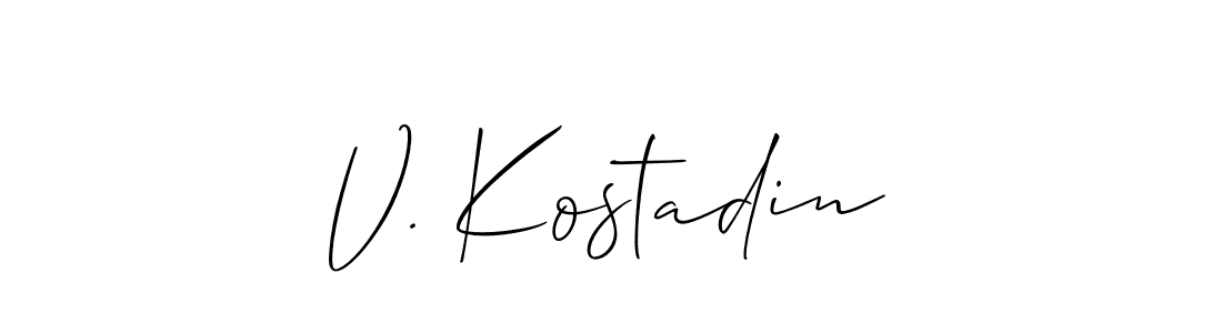 It looks lik you need a new signature style for name V. Kostadin. Design unique handwritten (Allison_Script) signature with our free signature maker in just a few clicks. V. Kostadin signature style 2 images and pictures png