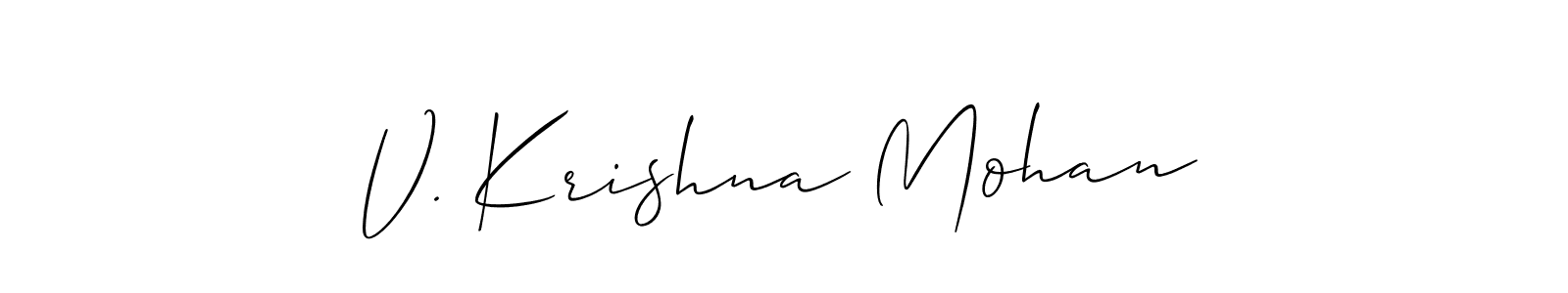 How to make V. Krishna Mohan name signature. Use Allison_Script style for creating short signs online. This is the latest handwritten sign. V. Krishna Mohan signature style 2 images and pictures png