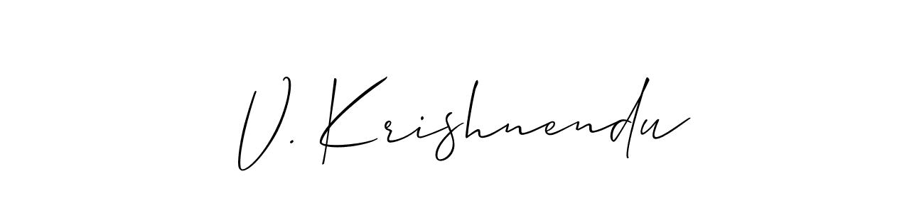 This is the best signature style for the V. Krishnendu name. Also you like these signature font (Allison_Script). Mix name signature. V. Krishnendu signature style 2 images and pictures png