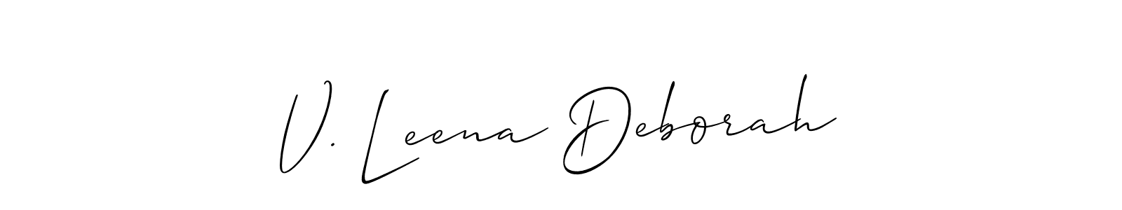 Allison_Script is a professional signature style that is perfect for those who want to add a touch of class to their signature. It is also a great choice for those who want to make their signature more unique. Get V. Leena Deborah name to fancy signature for free. V. Leena Deborah signature style 2 images and pictures png